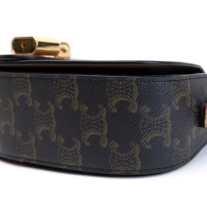 CELINE CLUTCH ON STRAP TABOU TRIOMPHE CANVAS / CALFSKIN TAN GHW