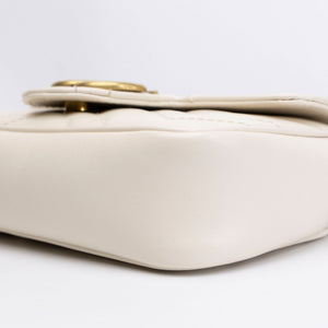 GUCCI GG MARMONT SUPER MINI BAG MATELASSE WHITE BRUSHED GHW