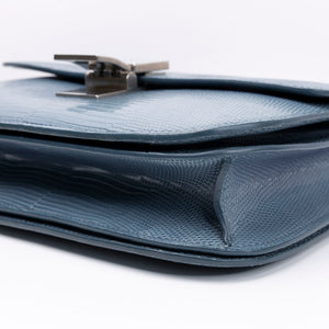 CELINE MEDIUM CLASSIC BOX BAG BLUE LIZARD SKIN LEATHER SHW