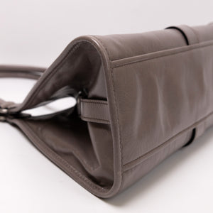 PRADA MEDIUM LEATHER TOTE BAG PEWTER CALFSKIN LEATHER SHW