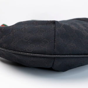 GUCCI BLACK GG MONOGRAM CANVAS WEB HOBO BAG SHW
