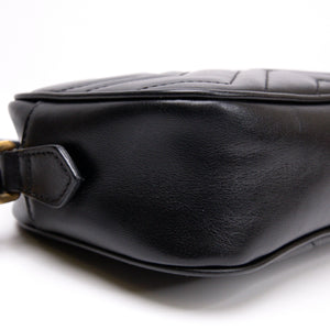 GUCCI GG MARMONT SMALL MATELASSE SHOULDER BAG BLACK CALFSKIN LEATHER GHW