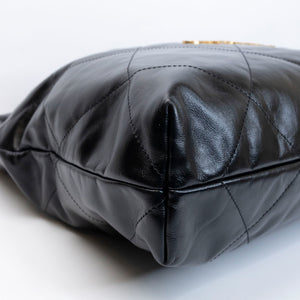 CHANEL MEDIUM 22 BAG SHINY CALFSKIN BLACK GHW (MICROCHIP)