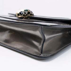 BVLGARI SERPENTI FOREVER SHOULDER BAG SILVER METALLIC LEATHER SHW