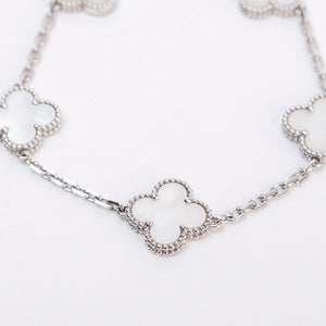VAN CLEEF & ARPELS VINTAGE ALHAMBRA BRACELET , 5 MOTIF , 18K WHITE GOLD , MOTHER OF PEARL