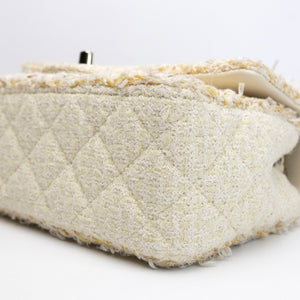 CHANEL CRUISE 2025/26 MINI CLASSIC HANDBAG TWEED LIGHT YELLOW GHW (MICROCHIP)