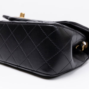 CHANEL 26C PEARL CRUSH MINI RECTANGULAR FLAP BLACK LAMBSKIN LEATHER GHW ( MICROCHIP)