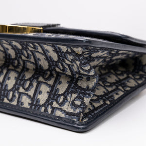 CHRISTIAN DIOR 30 MONTAIGNE EAST WEST BAG WITH CHAIN OBLIQUE JACQUARD BLUE GHW