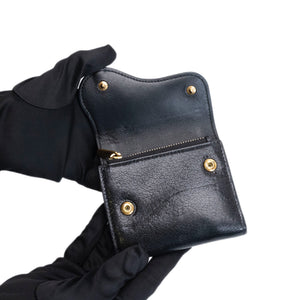 CHRISTIAN DIOR SADDLE LOTUS WALLET STONE BLACK GOATSKIN GHW