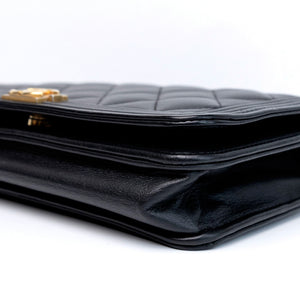 CHANEL BOY WOC WALLET ON CHAIN BLACK LAMBSKIN LEATHER GHW