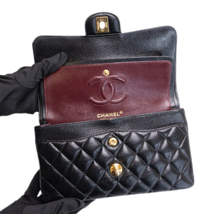 CHANEL SMALL CLASSIC DOUBLE FLAP BAG BLACK CAVIAR GHW