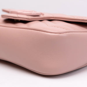 GUCCI SUPER MINI GG MARMONT PINK CALFSKIN LEATHER TONAL ENAMELLED HARDWARE