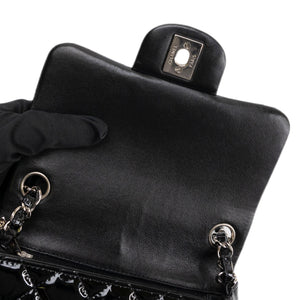 CHANEL MINI SQUARE FLAP BAG BLACK PATENT LEATHER SHW (MICROCHIP)