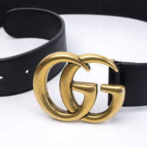 GUCCI GG MARMONT BLACK LEATHER BELT GHW 70 CM