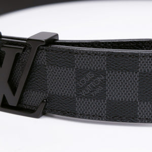 LOUIS VUITTON INITIALS 40MM BELT DAMIER EBENE BLACK WITH BLACK HARDWARE