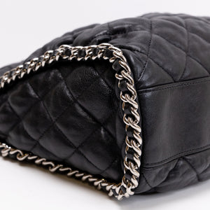 CHANEL CHAIN AROUND HOBO BAG BLACK LAMBSKIN SHW