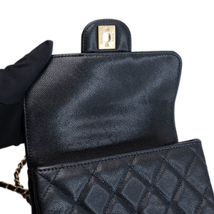 CHANEL 25P MINI FLAP BAG BLACK CAVIAR LEATHER GHW (MICROCHIP)