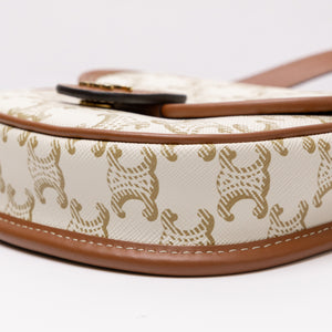 CELINE MINI BESACE TRIOMPHE CANVAS/ CALFSKIN WHITE GHW