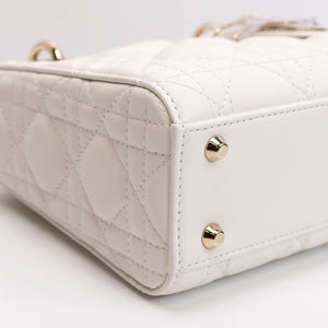 CHRISTIAN DIOR MINI LADY DIOR LAMBSKIN WHITE GHW