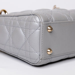CHRISTIAN DIOR MINI LADY DIOR OPALINE GREY GHW