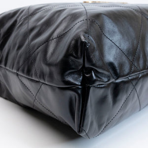 CHANEL LARGE 22 BAG SHINY CALFSKIN BLACK GHW (MICROCHIP)