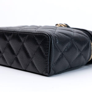 CHANEL TOP HANDLE SLIM VANITY WITH CHAIN BAG BLACK CAVIAR LGHW