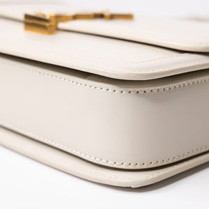 SAINT LAURENT SOLFERINO MEDIUM SATCHEL BAG WHITE CALFSKIN GHW
