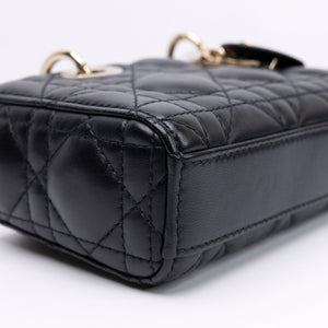 CHRISTIAN DIOR D-JOY MICRO BAG BLACK LAMBSKIN LEATHER LGHW
