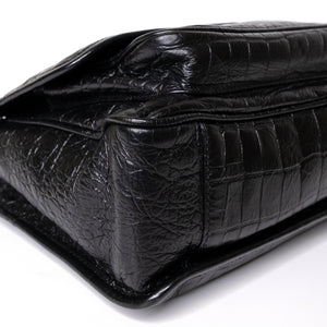 SAINT LAURENT MEDIUM NIKI BAG CROCODILE-EMBOSSED BLACK CALFSKIN BLACK HARDWARE