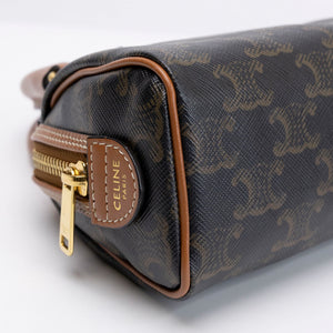 CELINE MINI BOSTON BAG TRIOMPHE CANVAS / CALFSKIN TAN GHW