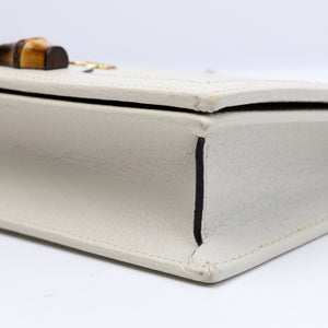 GUCCI DIANA MINI BAG WITH BAMBOO WHITE LEATHER GHW