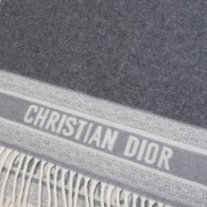 CHRISTIAN DIOR OBLIQUE STOLE CASHMERE GRAY SCARF