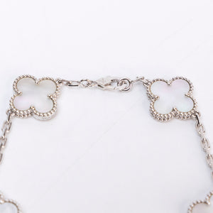 VAN CLEEF & ARPELS VINTAGE ALHAMBRA BRACELET , 5 MOTIF , 18K WHITE GOLD , MOTHER OF PEARL