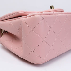 CHANEL MINI SQUARE FLAP BAG LAMBSKIN LIGHT PINK LGHW (MICROCHIP)