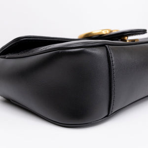 GUCCI GG MARMONT SMALL SHOULDER BAG CALFSKIN BLACK GHW