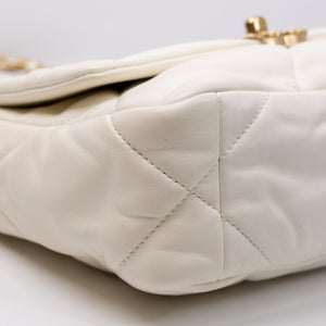 CHANEL SMALL 19 BAG WHITE LAMBSKIN MULTICOLOUR HARDWARE