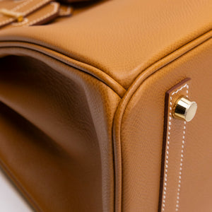 HERMES BIRKIN 30 GOLD EPSOM LEATHER GHW STAMP W