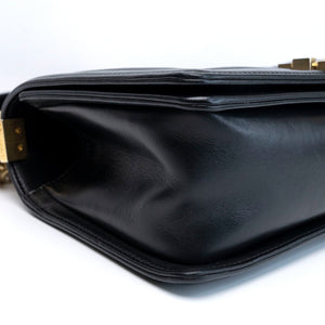 CHANEL MEDIUM LEBOY BLACK CALFSKIN LEATHER GHW