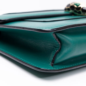 BVLGARI SERPENTI FOREVER WALLET ON CHAIN CALFSKIN GREEN LGHW