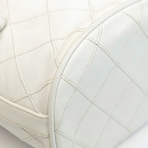 CHANEL VINTAGE MINI QUILTED CC BUCKET BAG WHITE CALFSKIN GHW