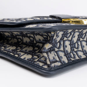 CHRISTIAN DIOR 30 MONTAIGNE BAG BLUE OBLIQUE JACQUARD GHW