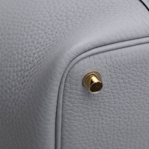 HERMES PICOTIN LOCK 18 GRIS PANTIN CLEMENCE LEATHER GHW STAMP K
