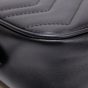 GUCCI GG MARMONT SMALL MATELASSE SHOULDER BAG BLACK CALFSKIN LEATHER GHW