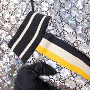 GUCCI GG LAMINATED TRACK JACKET SILVER