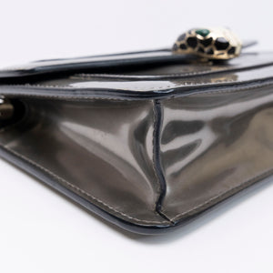 BVLGARI SERPENTI FOREVER SHOULDER BAG SILVER METALLIC LEATHER SHW