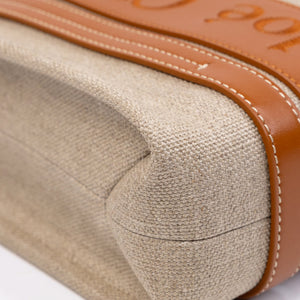 CHLOE WOODY SMALL TOTE BAG CANVAS / LEATHER