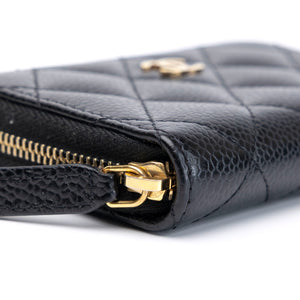 CHANEL CLASSIC ZIPPED COIN PURSE BLACK CAVIAR GHW