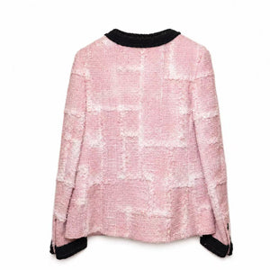 CHANEL 22C TWEED BLAZER PINK AND BLACK SIZE 36