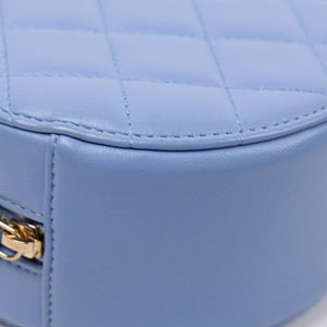 CHANEL ROUND CLUTCH BLUE LAMBSKIN LEATHER GHW