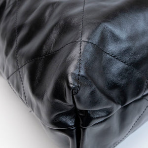 CHANEL LARGE 22 BAG SHINY CALFSKIN BLACK GHW (MICROCHIP)